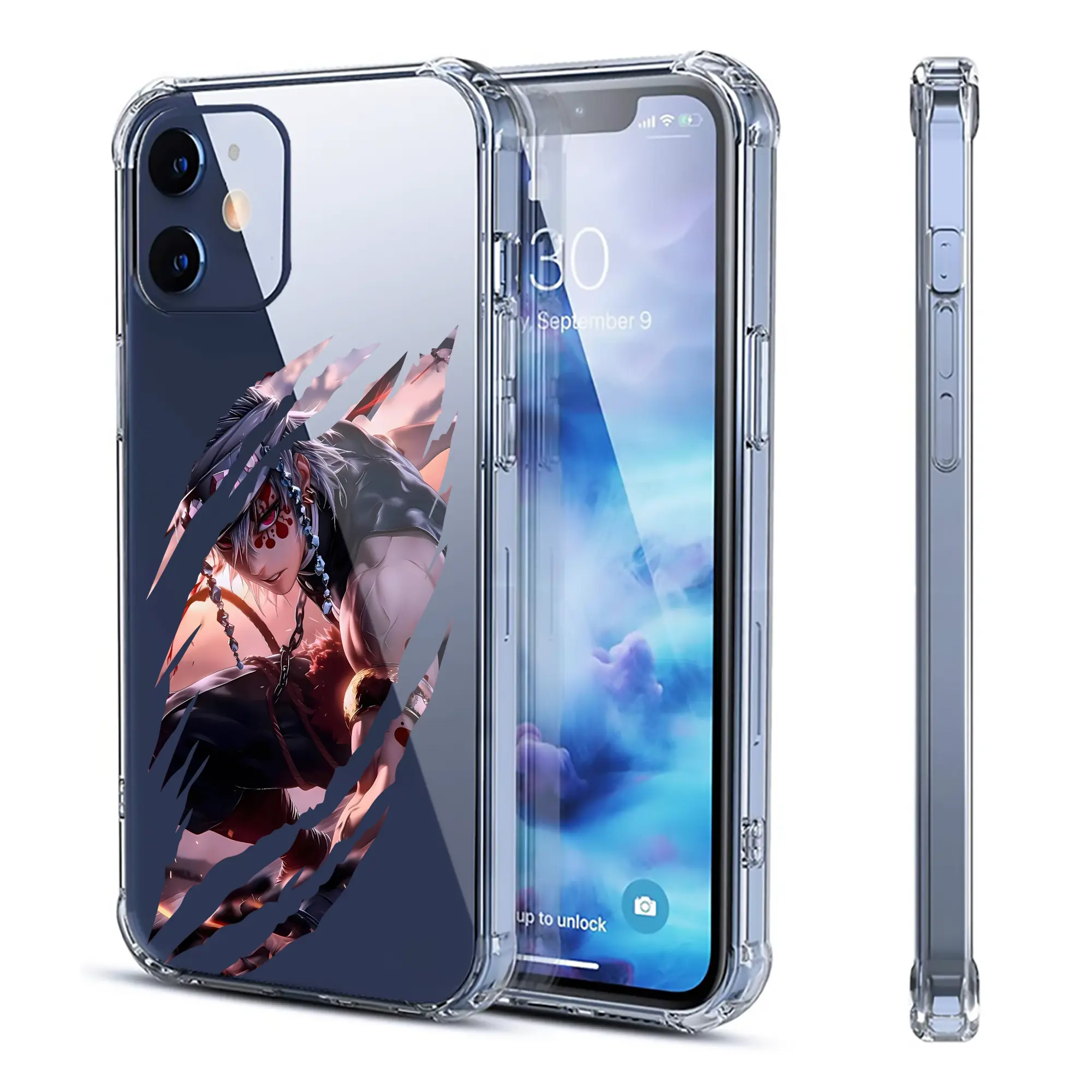 鬼滅の刃 グッズ,宇髄 天元 - IPhone 12シリーズ対応 ・ 透明スマホケース ・ クリアソフトケース ・ TPU素材 ・ 耐衝撃 ・ 高密着 ・ 防汚 防指紋 ・ 簡単着脱